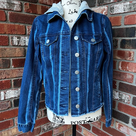 BACCINI FITTED CLASSIC HOODED DENIM JEAN JACKET  SIZE S - Picture 9 of 9